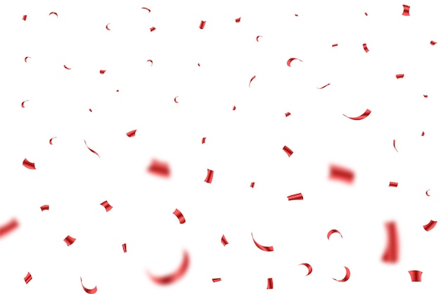 Блестящие красные конфетти падают изолированные на прозрачном фоне элементы фестиваля конфетти векторные иллюстрации для фона фестиваля красная вечеринка мишура и конфетти падают празднование годовщины