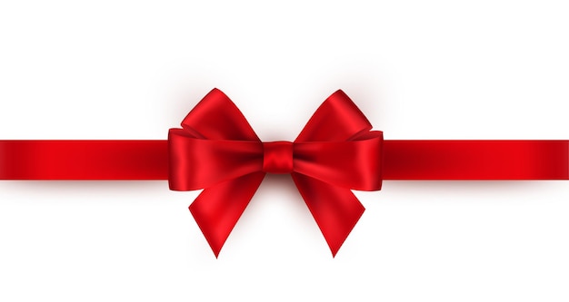 Shiny red satin bow and ribbon