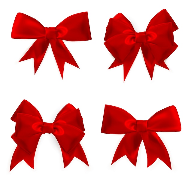 Shiny red satin bow Set. 