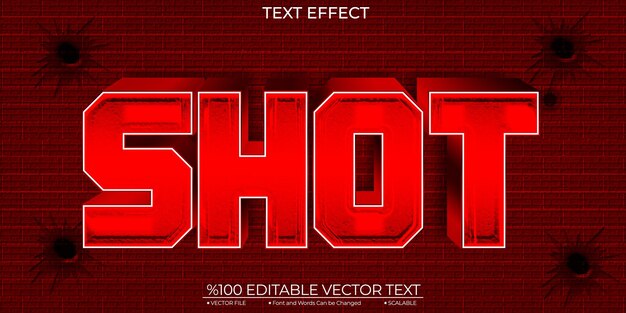 Shiny Red and White Bold Shot Editable and Scalable Template Vector Text Effect