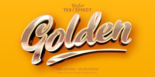 Shiny rose gold text effect editable text style on yellow background