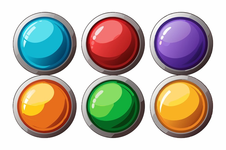 Vector shiny round glossy buttons set versatile 3d icons for digital and print designs