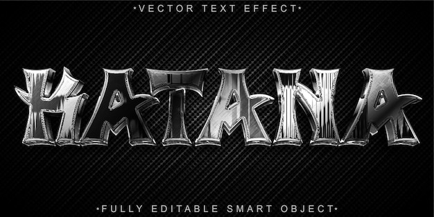 Vector shiny silver katana vector fully editable smart object text effect