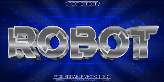 Shiny Silver Robot Editable and Scalable Vector Text Effect