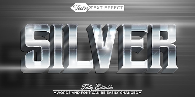 Shiny Silver Vector Fully Editable Smart Object Text Effect