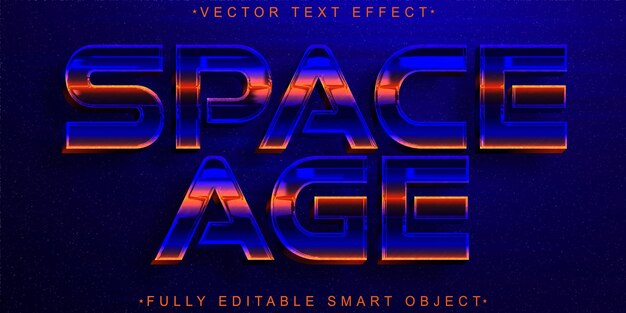 Shiny Space Age Futuristic Vector Volledig bewerkbaar Smart Object Text Effect