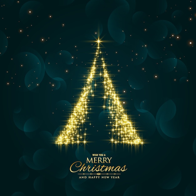 shiny sparkles christmas tree design vector background