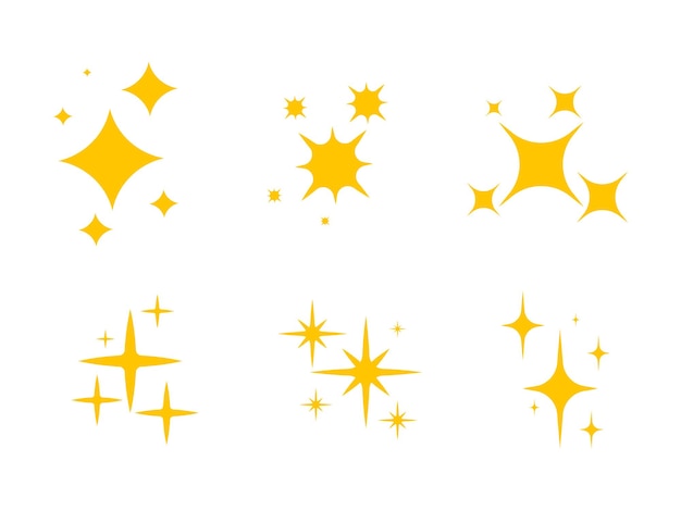 Shiny sparks. Color Sparkles symbols vector Sparkle lights stars set