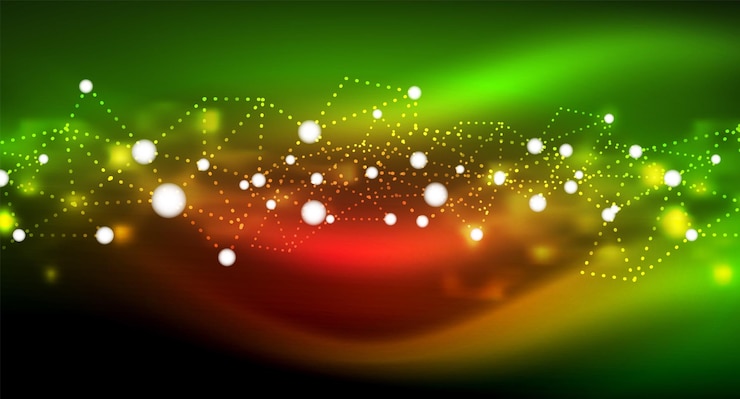 वेक्टर shiny stars neon glowing digital connected light dots vector technology abstract background