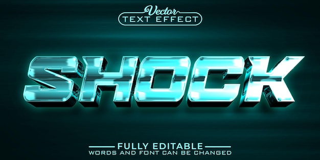 Shiny Turuoise Shock Vector Editable Text Effect Template