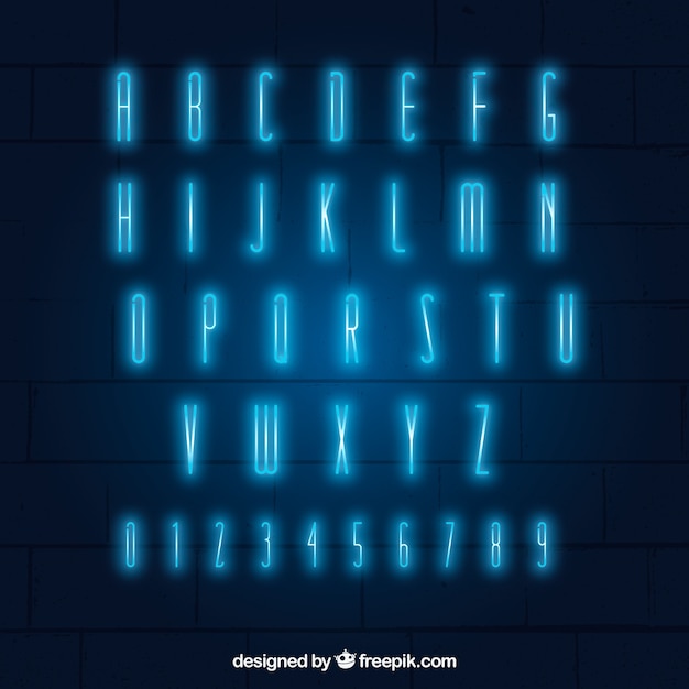 Shiny typography of blue neon lights