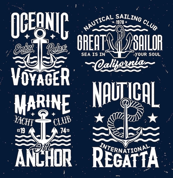 Vector ship anchor tshirt print vector templates