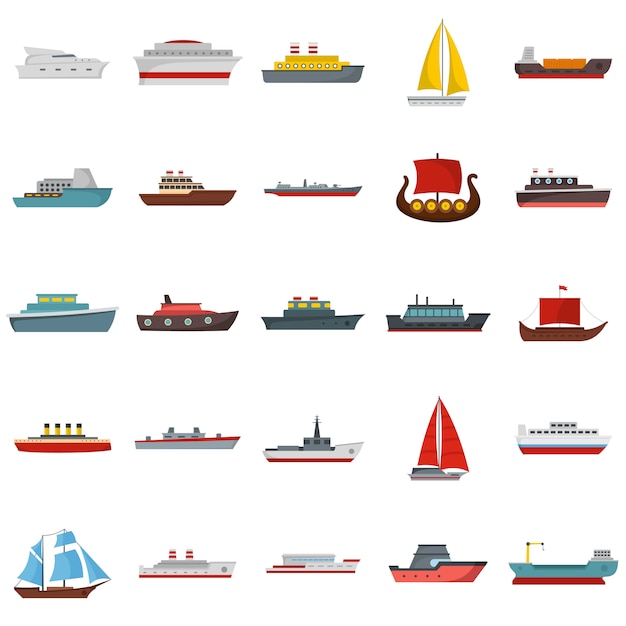 Ship and boats icons set