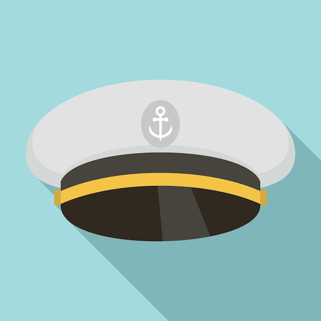 Vector ship captain cap icon flat illustration of ship captain cap vector icon for web design