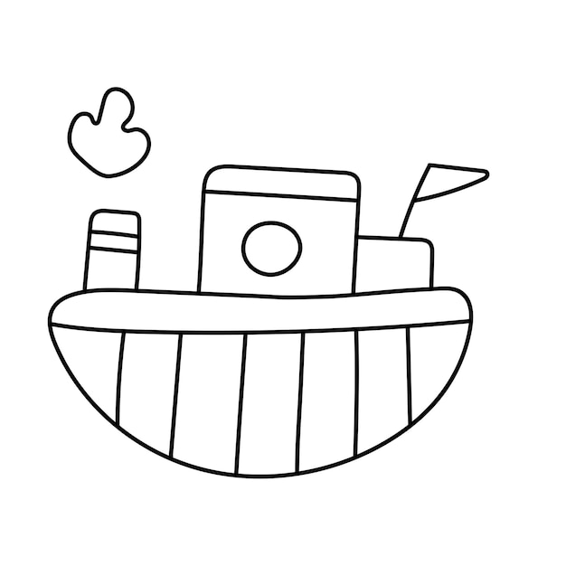 Ship in doodle style Vector illustration