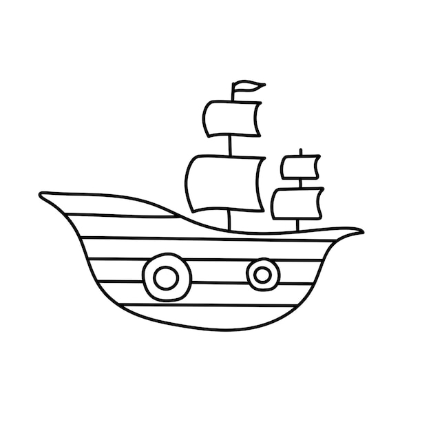 Ship in doodle style Vector illustration