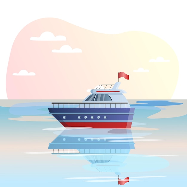 Ship illustration ship flag water deck editable vector