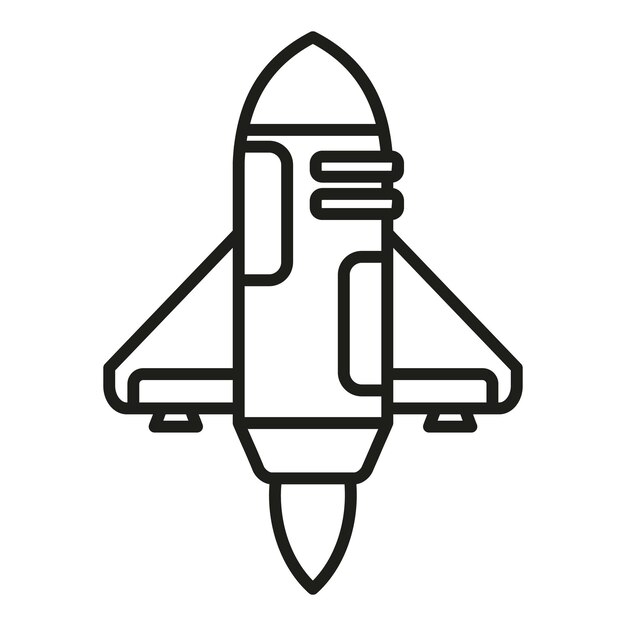 Vector ship launch icon outline vector rocket fire sky startup
