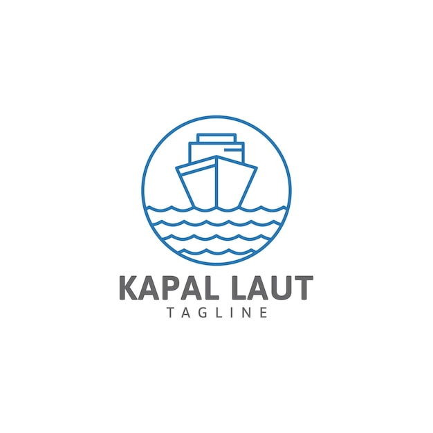 Ship line logo vector design template