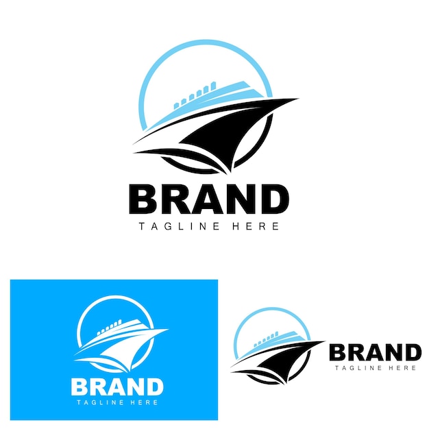 Ship Logo Ocean Transport Vector And Cruise Ship Cargo Logistics Sailing School Speedboat