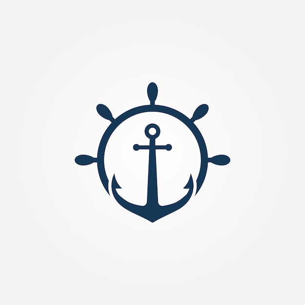 Ship marine retro anchor logo design