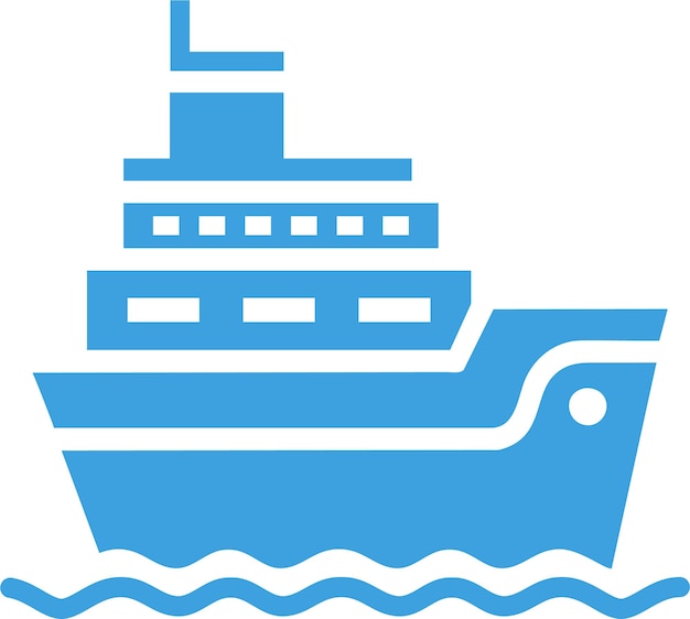 Ship on Waves Icon Silhouette Logo in platte stijl