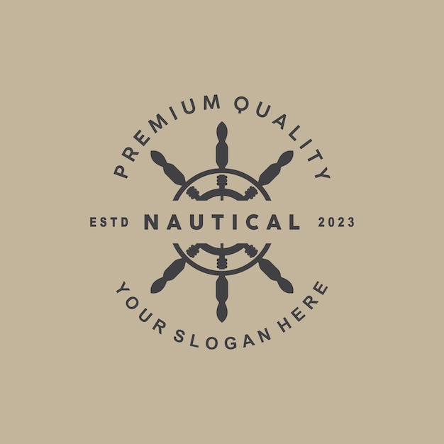 Vector ship rudder logo elegant nautical maritime vector simple minimalist design ocean sailing ship