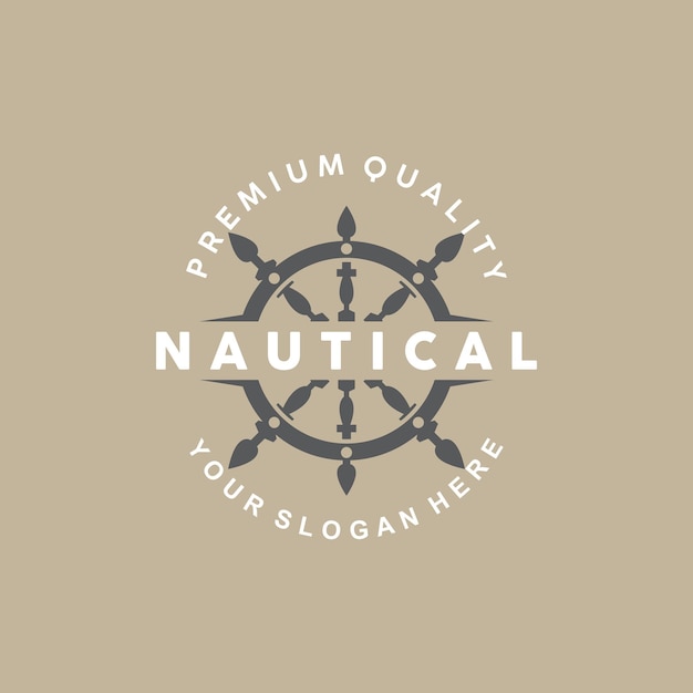 船の舵のロゴ エレガントな航海海事ベクトル シンプルなミニマリスト デザイン 海洋帆船