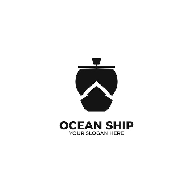 Ship or sailboat for marine company brand logo design vector template illustration