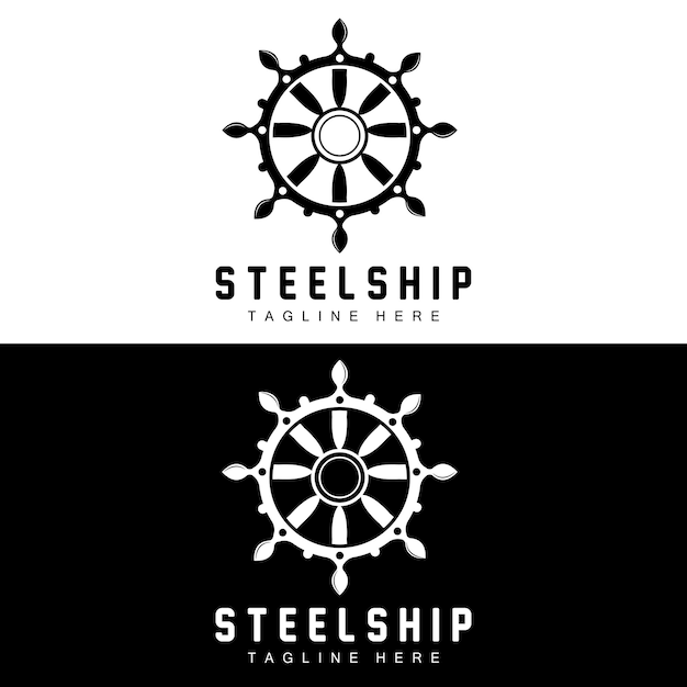 Ship Steering Logo Ocean Icons Ship Steering Vector With Ocean Waves Sailboat Anchor And Rope Company Brand Sailing Design