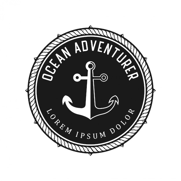 Ship steering logo with anchor elements in the middle