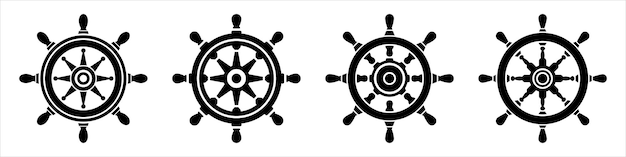 Vector ship steering wheel icon set of ships wheels steering wheel symbols boat steering wheel icon