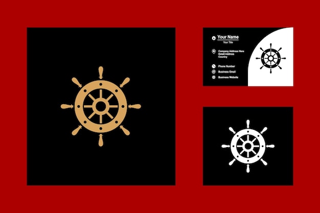 Ship steering wheel vector icon logo design illustration