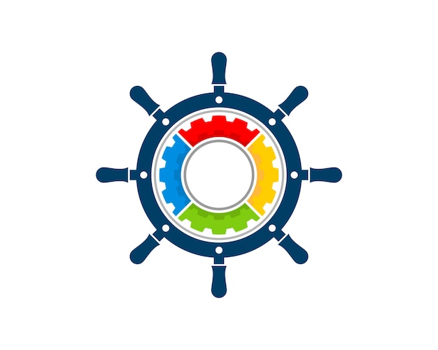 Ship steering wheel with rainbow gear inside