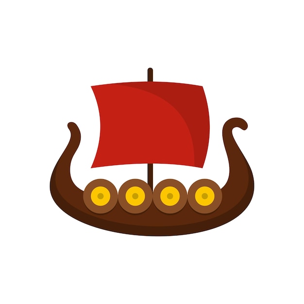 Ship viking icon Flat illustration of ship viking vector icon isolated on white background