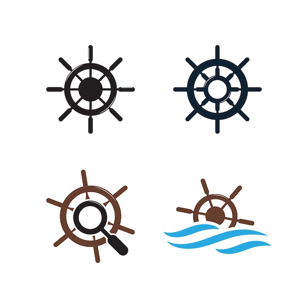 Ship wheel logo design template