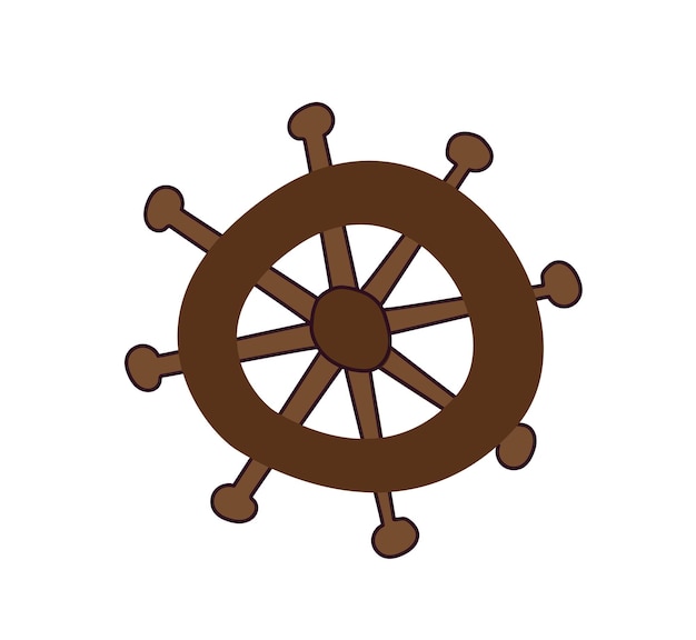 Vector ship wheel marine wooden vintage vector illustration on white background cartoon