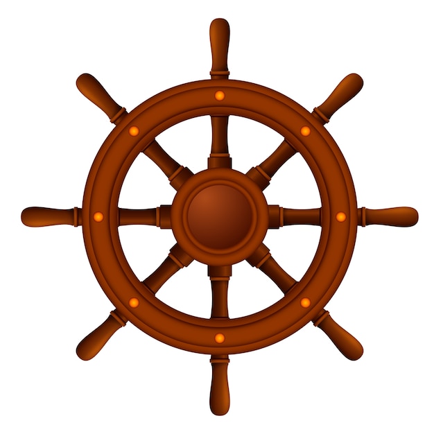 Vector ship wheel marine wooden