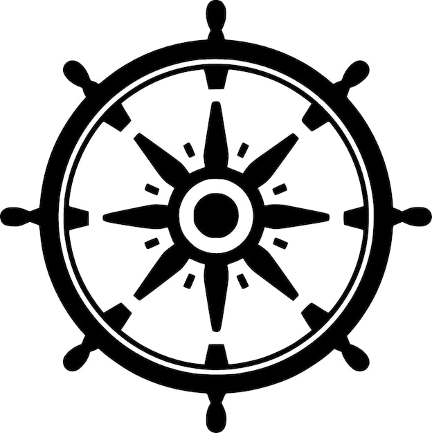 Vector ship wheel minimalist and flat logo vector illustration