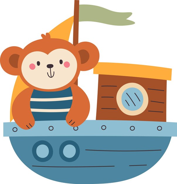 Вектор Корабль с обезьяной