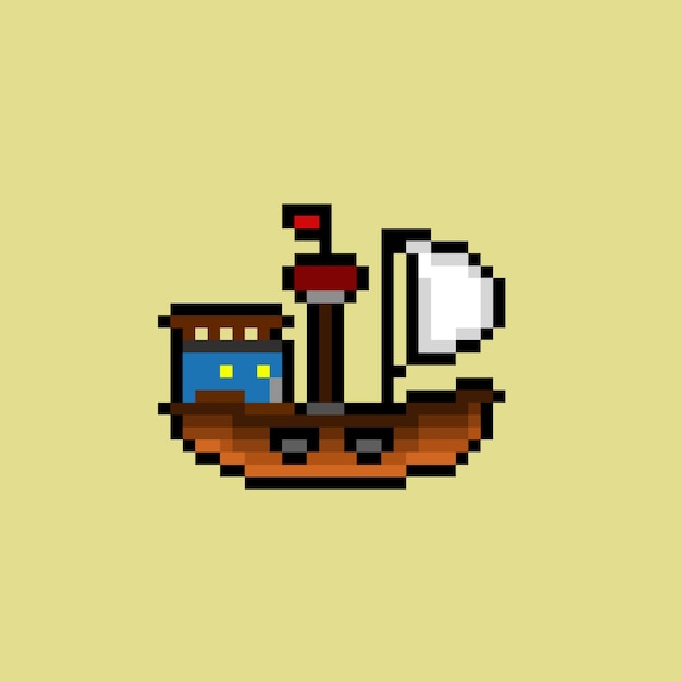 Ship with pixel art style