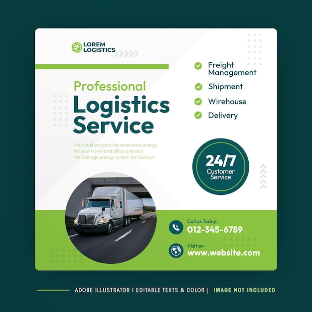 Vector shipment and logistics service social media post design or courier and delivery post templates