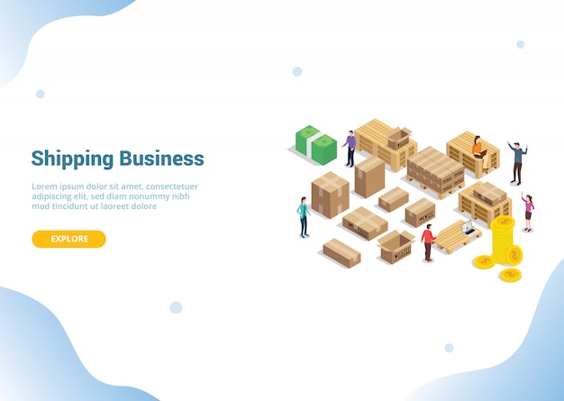 Shipping business concept for website template