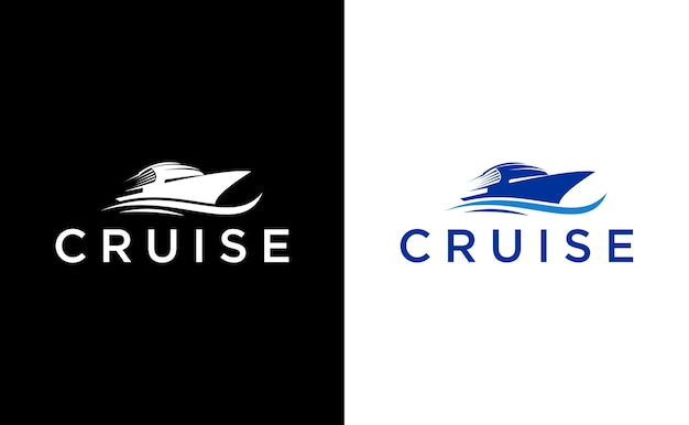 shipping concept cruise yacht logo design vector