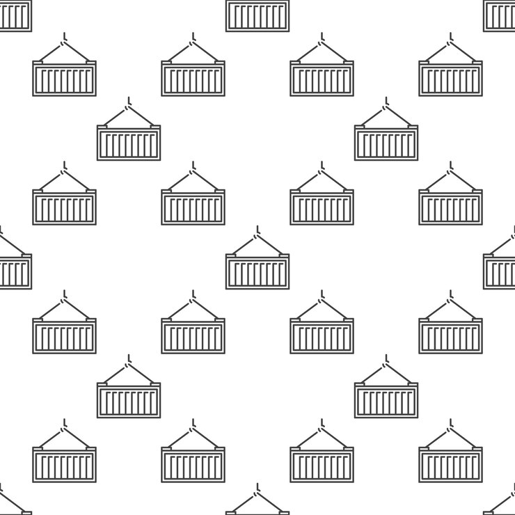 Vector shipping container thin line vector concept seamless pattern