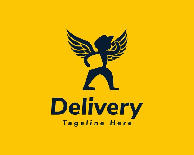 Vector shipping or courier delivery service company logo with wings