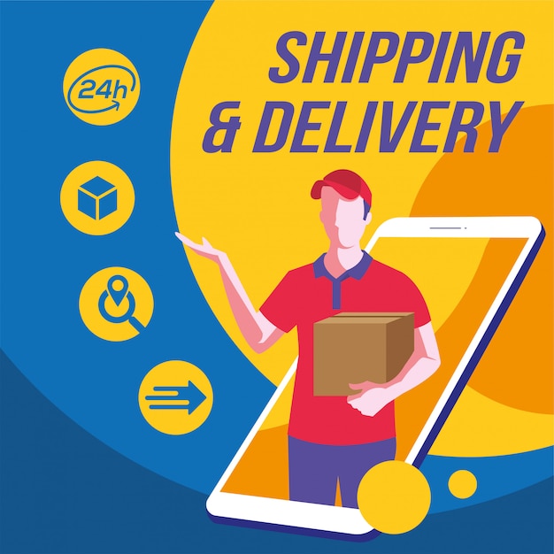 Vector shipping delivery service creative marketing social media