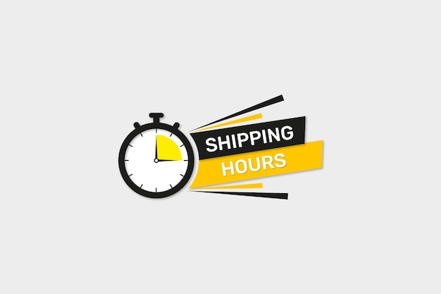 Shipping hours icon with stop watch icon flat style design.