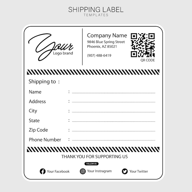 Vector shipping label templates