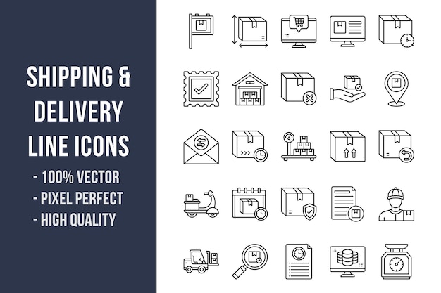 Vector shipping line icons